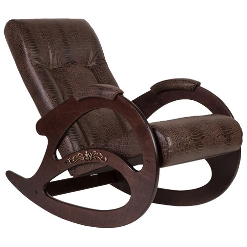 фото Кресло-качалка мебелик тенария 1 размер: 59х94 см, обивка: искусственная кожа, цвет: крокодил темный/темно-коричневый