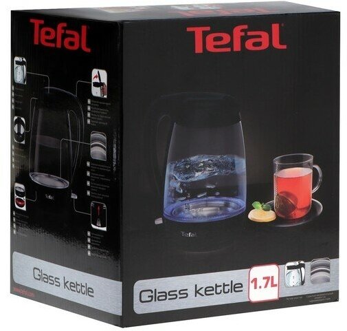 Чайник электрический TEFAL KO450832, стекло, 1.7 л, 2400 Вт, чёрный 9775324