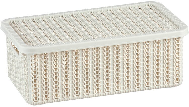 Коробка для хранения с крышкой IDEA "Вязание", 1,5 л, 17x15x8 см, цвет белый ротанг