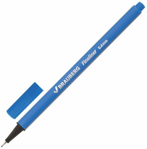 Ручка капиллярная (линер) BRAUBERG "Aero", голубая, трехгранная, металлический наконечник, линия письма 0,4 мм, 142259 (арт. 142259)