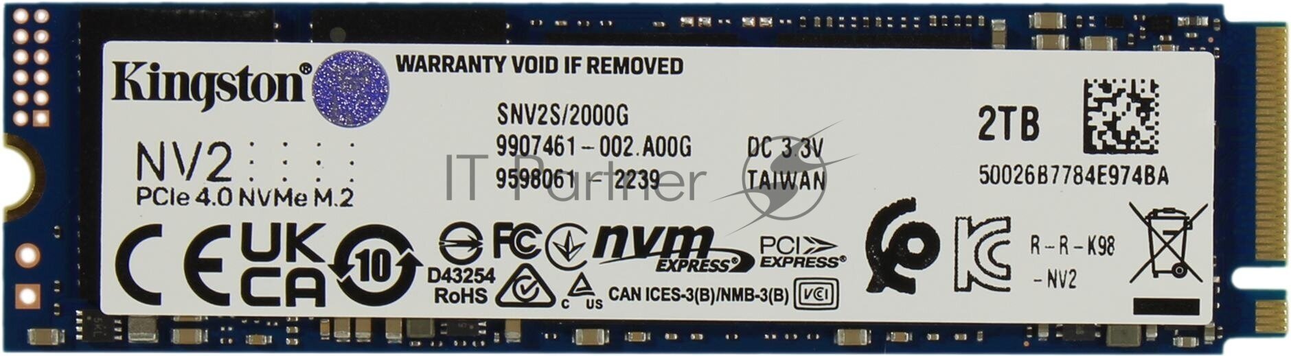 Накопитель KINGSTON SSD M.2 NV2 2TB PCIe 4.0 x4 3D NAND TLC (SNV2S/2000G) - фотография № 9