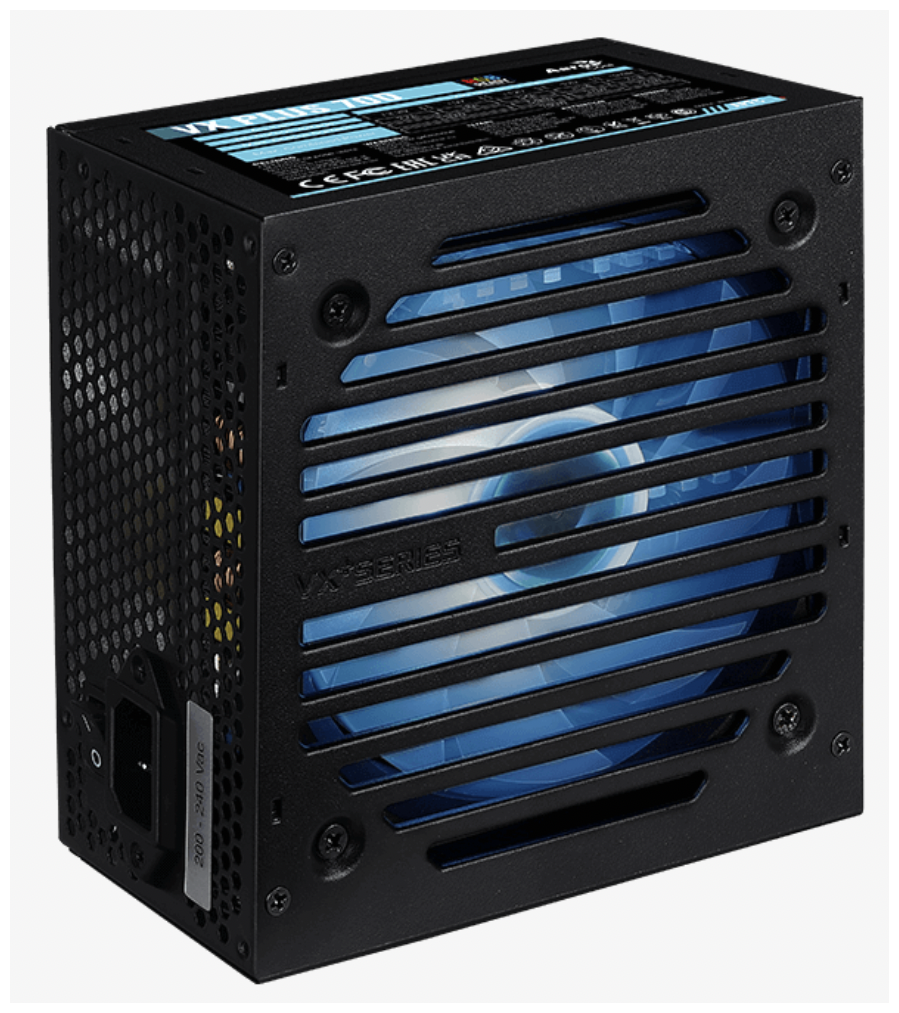 Блок питания 700W Aerocool VX PLUS 700 RGB (ATX, 24+4+4pin, 120mm fan, 4xSATA) (VX PLUS 700 RGB)