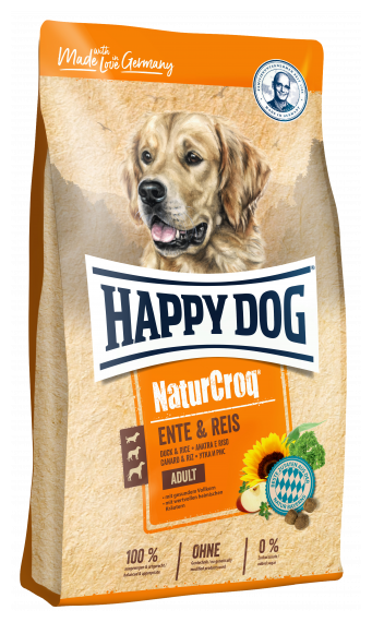 HAPPY DOG 12кг Корм сух Натуркрок Утка/рис для улучшения состояния кожи и шерсти