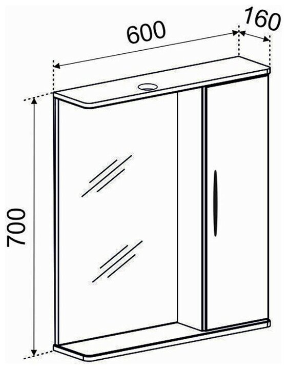 Зеркало со шкафчиком рокард 60 с подсветкой Правое - фотография № 6