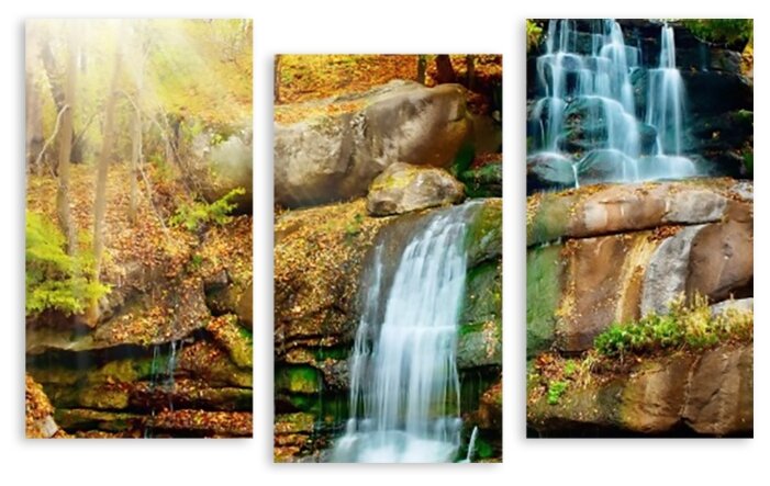 Модульная картина на холсте "Водопад в лесу" 90x59 см