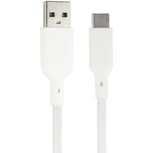 Зарядный кабель USB-A на Type-C, силиконовый, 1м, 3A, 18W (белый)