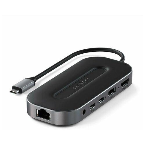 Хаб Satechi USB-C - HDMI21 - USB-A 32 USB-C 32 RJ45 AudioJack цвета Серый Космос ST-U4MGEM 899000₽