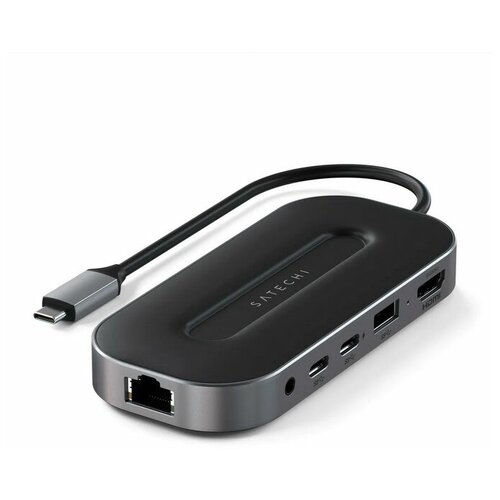 Хаб Satechi USB-C - HDMI2.1 - USB-A 3.2, USB-C 3.2, RJ45, AudioJack цвета Серый Космос (ST-U4MGEM)