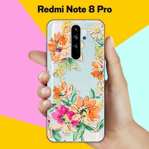 Силиконовый чехол Цветы оранжевые на Xiaomi Redmi Note 8 Pro силиконовый чехол цветы розовые на xiaomi redmi note 8 pro