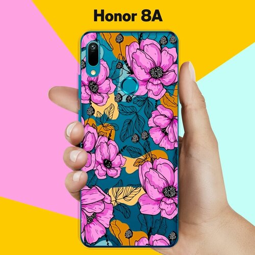 Силиконовый чехол на Honor 8A Фиолетовые цветы / для Хонор 8А силиконовый чехол фиолетовые цветы на honor 8a