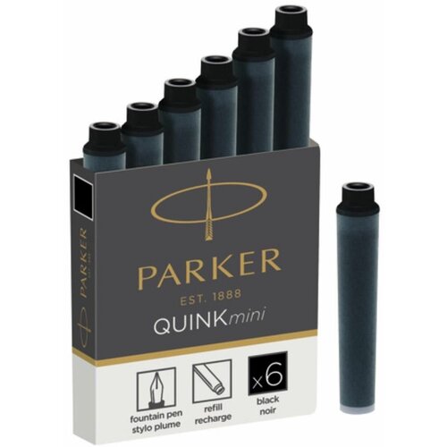 Набор картриджей для перьевой ручки Parker Quink Mini Cartridges Z17, чёрные чернила (1950407)