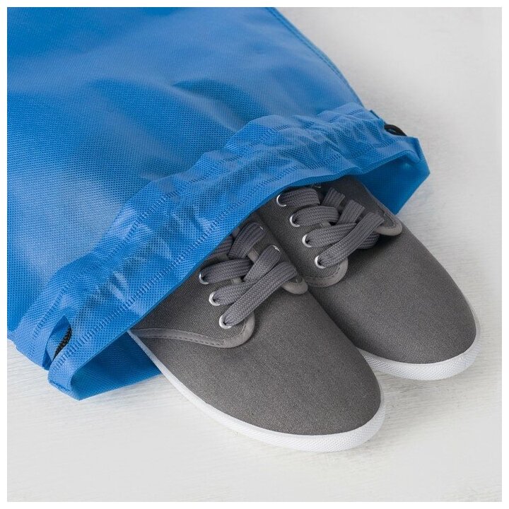 Мешок Сумка ДЛЯ СМЕННОЙ ОБУВИ полиэстер голубая для хранения и носки 40см x 35см 169312