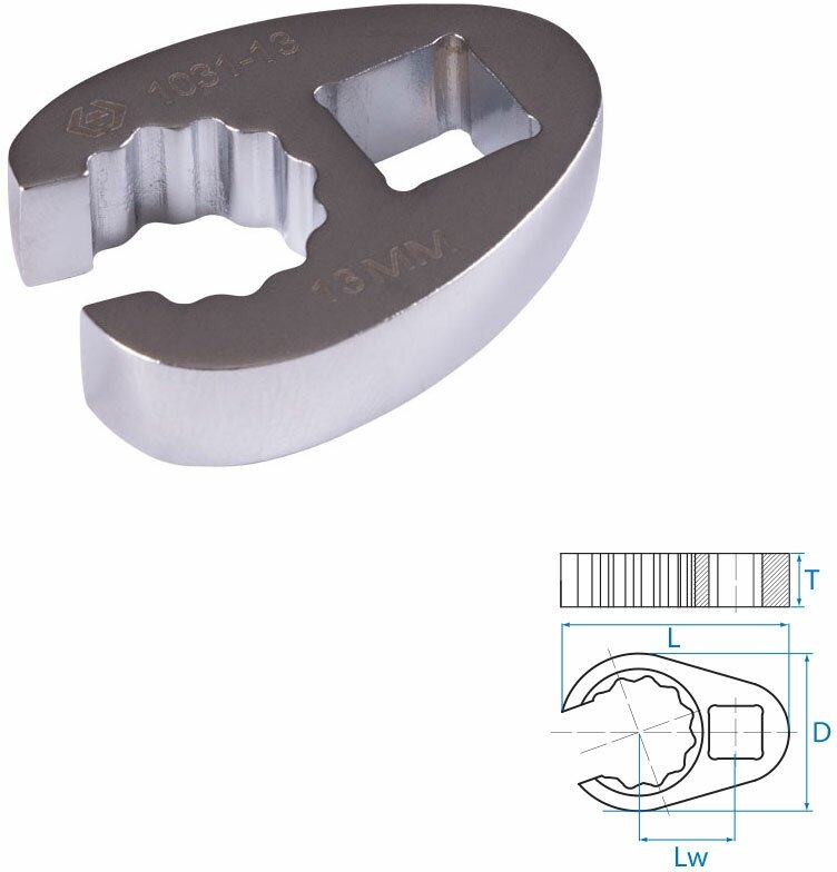 Ключ разрезной (воронья лапка) 13 мм, 3/8" KING TONY 1031-13R