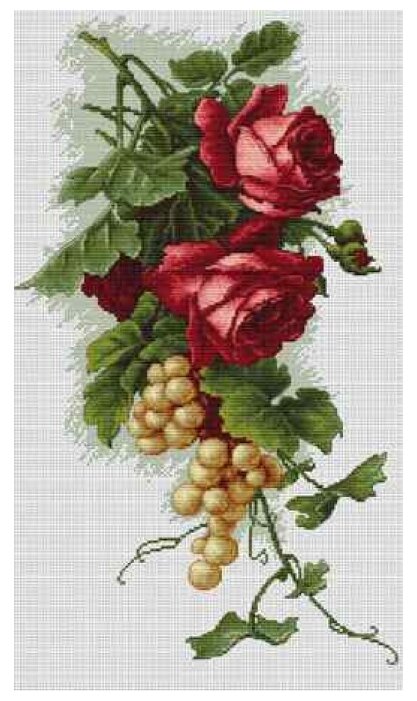 Luca-S Набор для вышивания Красные розы с виноградом, 20 х 33 см, B2229