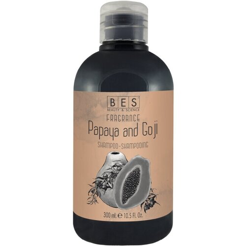 BES FRAGRANCE Профессиональный спа-шампунь для всех типов волос (pH 4.5) Папайя и годжи, 300 мл.