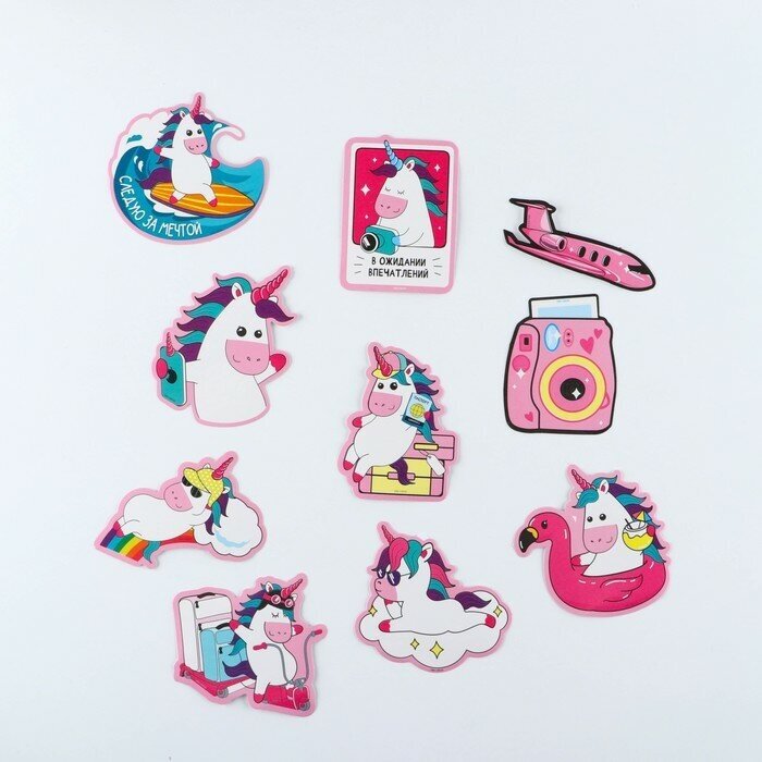 фото Наклейки на чемодан «Единороги», 10 шт