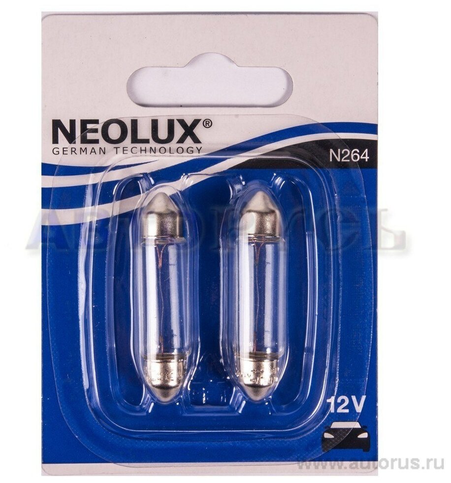 Лампа автомобильная галогенная Neolux N264-02B C10W 12V 10W SV85