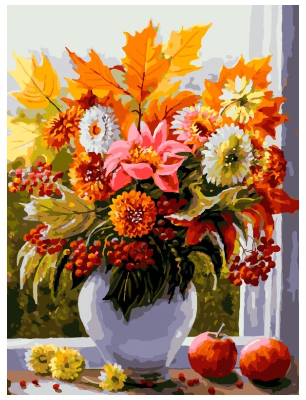 Белоснежка картина по номерам Осенние цветы 470-OVC