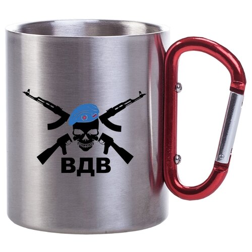 фото Металлическая кружка с карабином вдв, череп в синем берете drabs