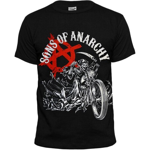 Футболка RockMerch, свободный силуэт, круглый вырез, принт печать, дышащий материал, размер L, черный