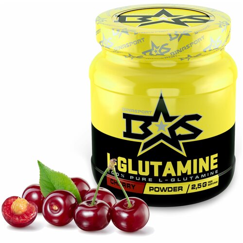 Л-Глутамин порошок Binasport "L-GLUTAMINE" (Глютамин) 800 г со вкусом вишни