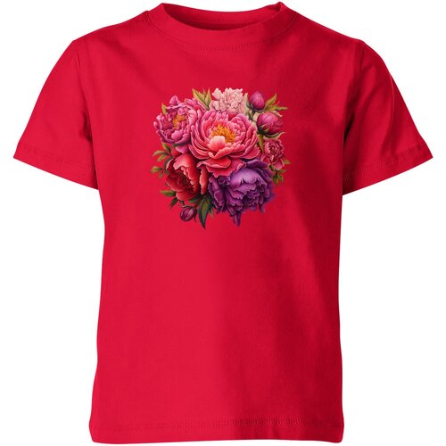 Футболка Us Basic, размер 4, красный детская футболка девушка и пионы минимализм 164 темно розовый