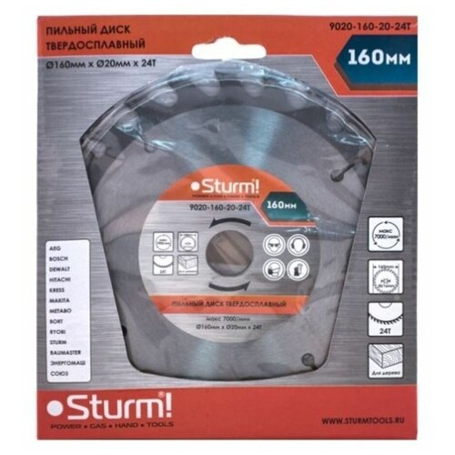 Диски пильные Диск пильный Sturm! 9020-160-20-24T. 160х20x24 0