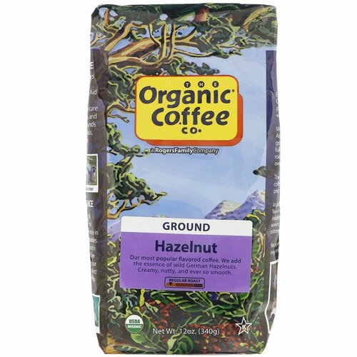 Organic Coffee Co., кофе с фундуком, молотый, средняя обжарка, 340 г (12 унций)