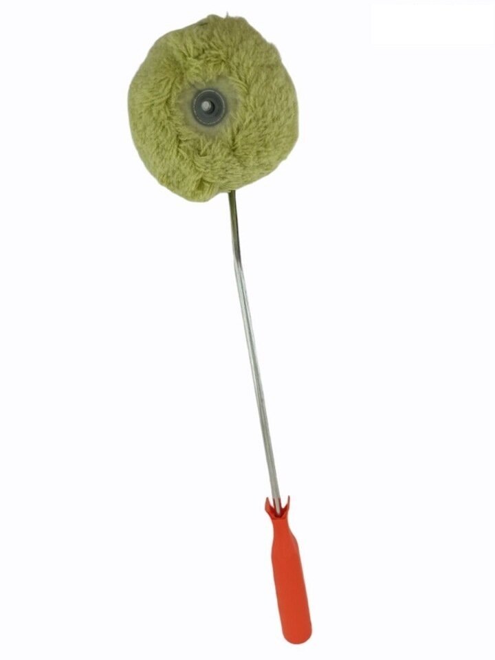Малярный угловой валик с пластиковой ручкой 6 мм из полиакрила зеленого для эмалей, рельефная поверхность, размер - 50 мм.