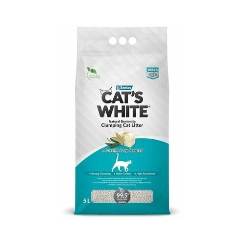 Cats White Наполнитель комкующийся с ароматом марсельского мыла для кошачьего туалета 5л (Marseille soap) 011861105 4,25 кг 61224 (2 шт)