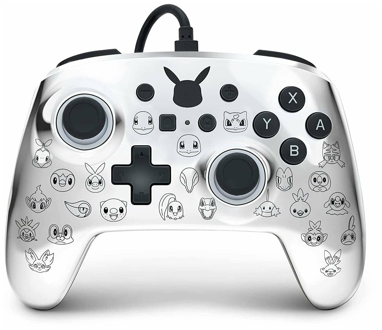 Геймпад (контроллер) проводной PowerA "Pikachu Black & Silver" Enhanced Wired Controller для Nintendo Switch