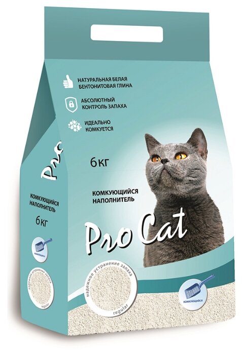 Наполнитель для кошачьего туалета PRO CAT Regular комкующийся экстра белой глины 6кг - фотография № 2