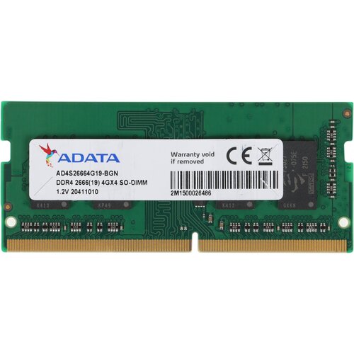 Память DDR4 4Gb 2666MHz A-Data AD4S26664G19-BGN OEM PC4-21300 CL19 SO-DIMM 260-pin 12В single rank 213200₽