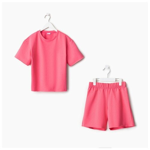 MINAKU Комплект для девочки (футболка, шорты) MINAKU цвет розовый, рост 134