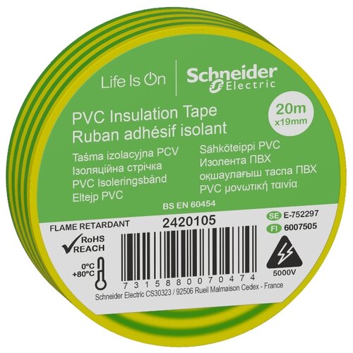 фото Изолента Schneider Electric 4692/2420 желтый/зеленый