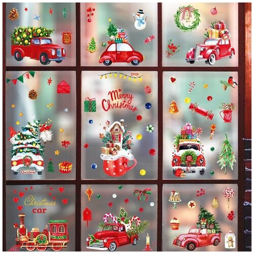 Рождественская наклейка на стену, окна. Праздничные наклейки. Рождественское украшение для дома и оформления витрины магазина.
