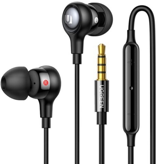 Наушники проводные UGREEN EP103 (30637) In-Ear Earphones 3.5mm Plug чёрные