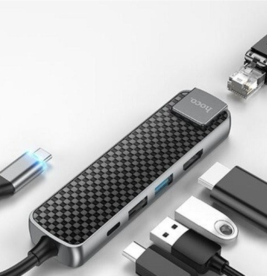 Концентратор USB разветвитель TYPE-C картридер (6 в 1) Гнёзда HDMI USB30 USB 20 SD TF PD / HB24