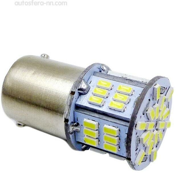 AVS A07182S Лампа светодиодная S099B T15/белый/(BAY15D) 54SMD 3014 10-30V 2 contact, 2 шт.