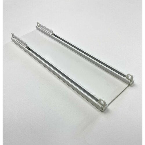 Тонкий профильный карниз на балкон под оконную створку 80 см алюминиевый потолочный двухрядный 1599₽