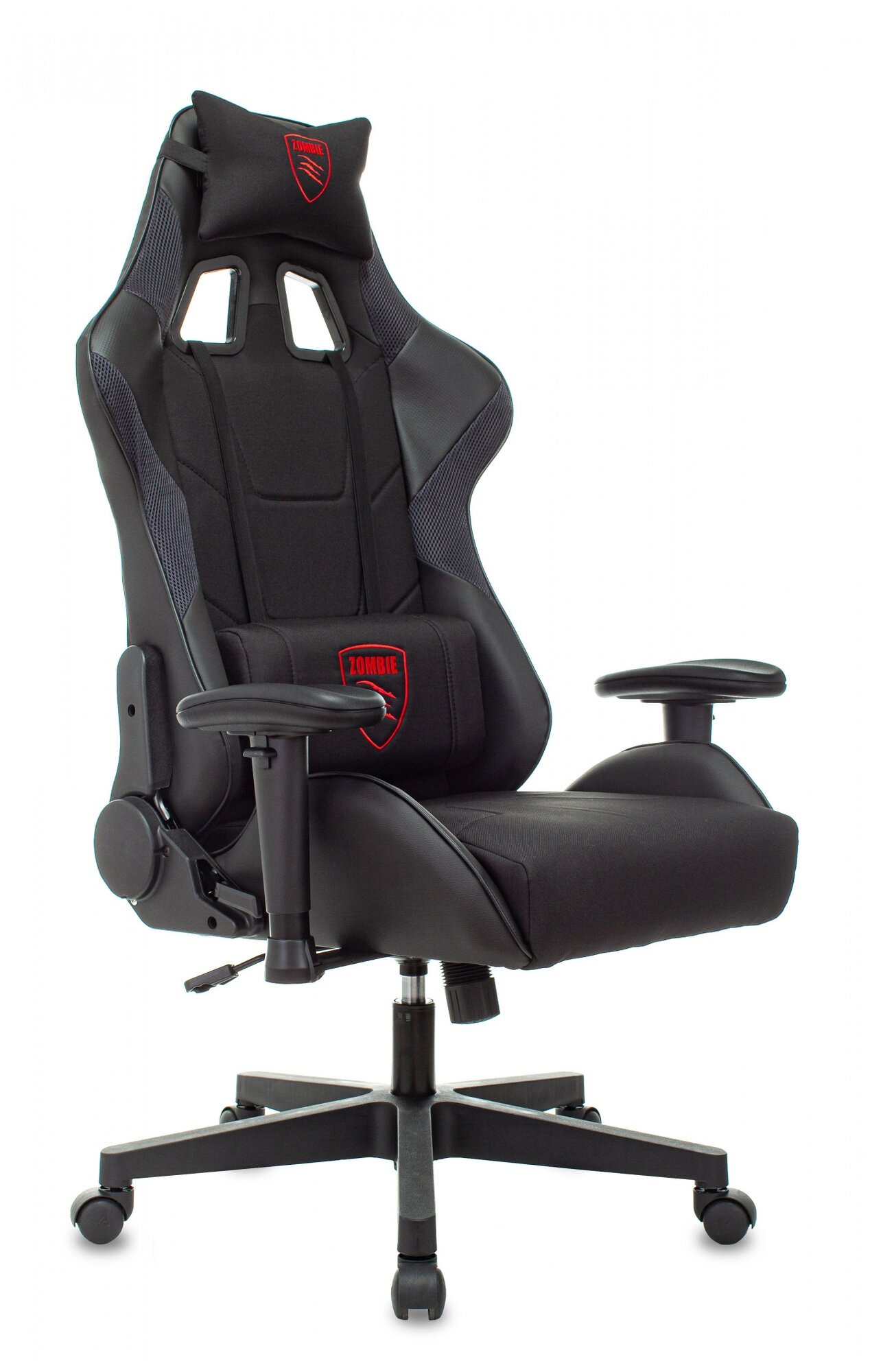 Кресло игровое Zombie Thunder 1, обивка: текстиль/эко. кожа, цвет: черный/карбон