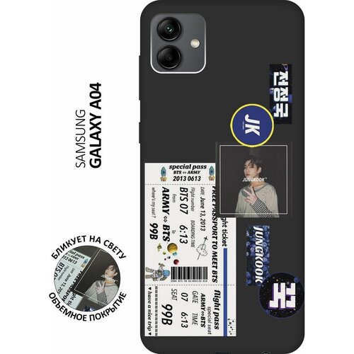 Матовый чехол BTS Stickers для Samsung Galaxy A04 / Самсунг А04 с 3D эффектом черный матовый чехол ac dc stickers для samsung galaxy a04 самсунг а04 с 3d эффектом черный