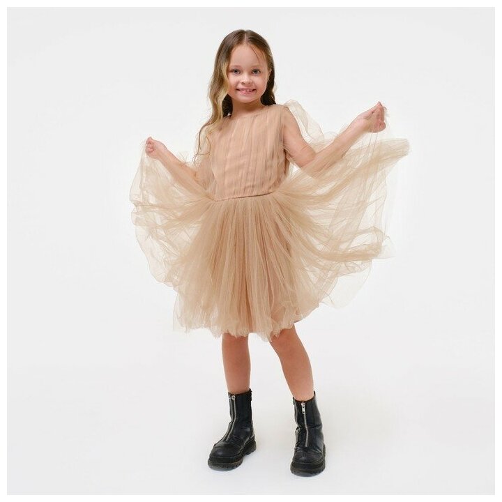KAFTAN Платье для девочки нарядное KAFTAN, рост 110-116 см (32), бежевый