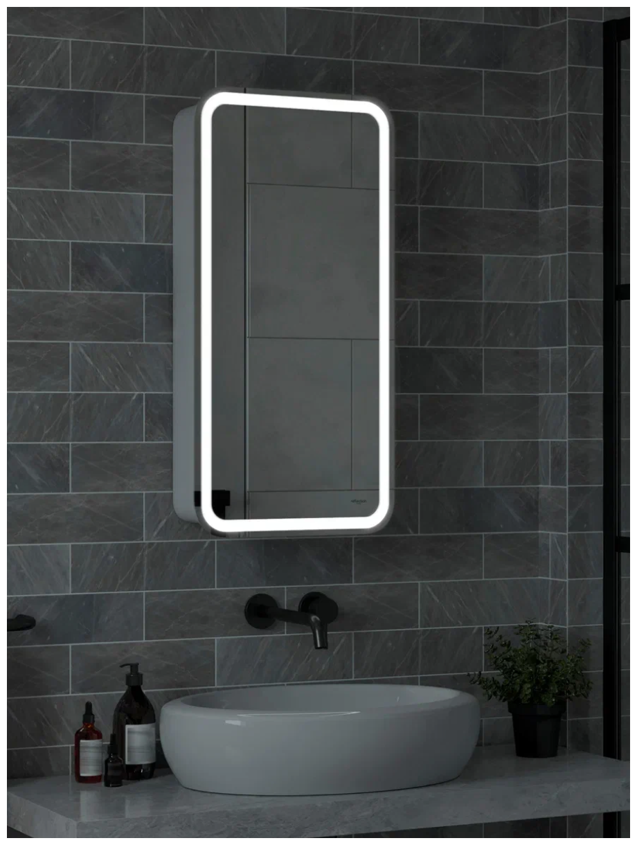 Зеркало-шкаф Reflection Circle LED 400х800, RF2105SR - фотография № 2