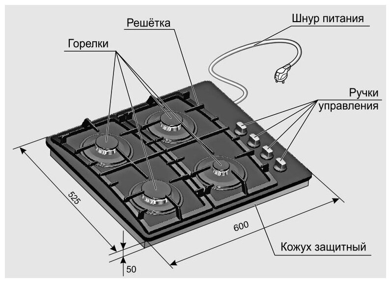 Гефест Газовая варочная панель 2230 К3 - фотография № 2