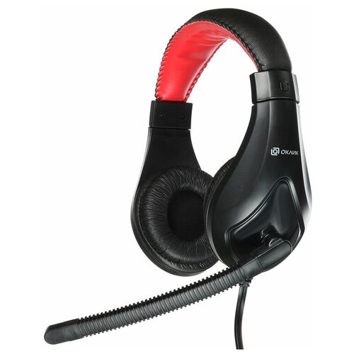 Гарнитура Oklick HS-L100 для компьютера накладные черный красный 359485 2520₽