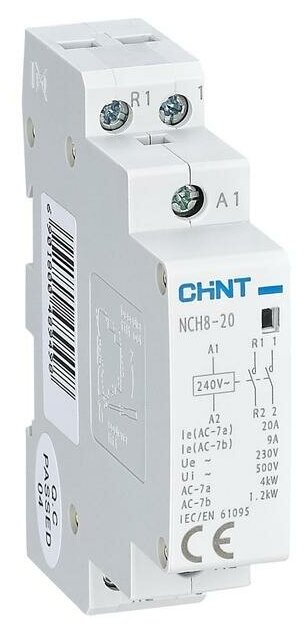 Контактор модульный NCH8-20/20 20А 2НО AC 220/230В 50Гц (R) | код 256054 | CHINT (5шт. в упак.)