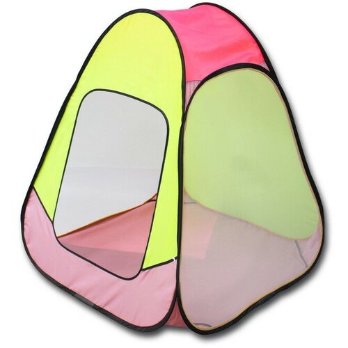 игровая палатка дом принцессы цвет розовый металлический каркас Палатка детская игровая «Радужный домик» 75 × 75 × 90 см, цвет розовый + лимон