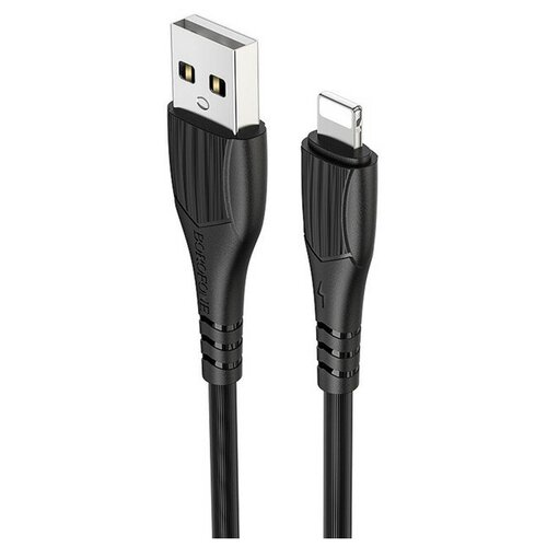 кабель usb lightning bx37 1m borofone черный Кабель Borofone BX37, Lightning - USB, 2.4 А, 1 м, PVC оплётка, чёрный