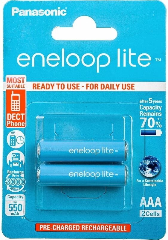 Panasonic eneloop lite Аккумуляторы BK-4LCCE/2BE 550mAh AAA R03 BL2 416